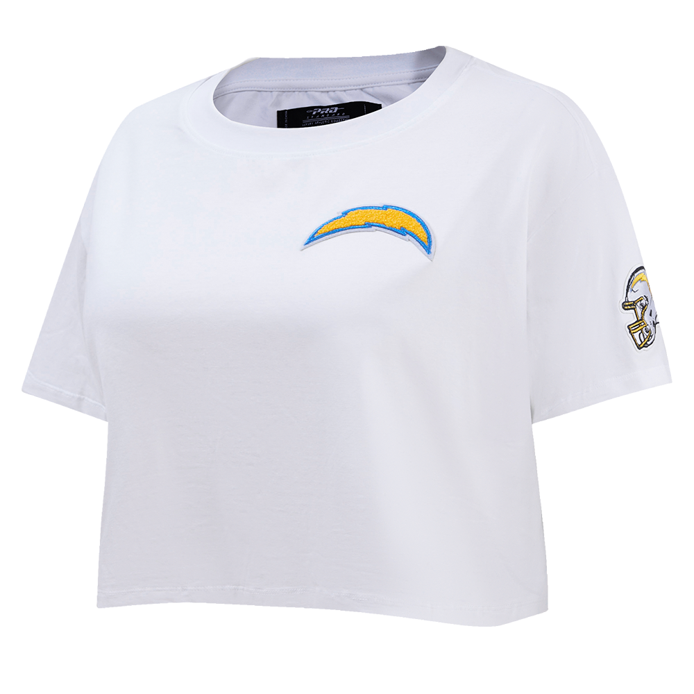 NFL LOS ANGELES CHARGERS CLASSIC T-SHIRT EN JERSEY SIMPLE À COUPE CARRÉE POUR FEMME (BLANC)