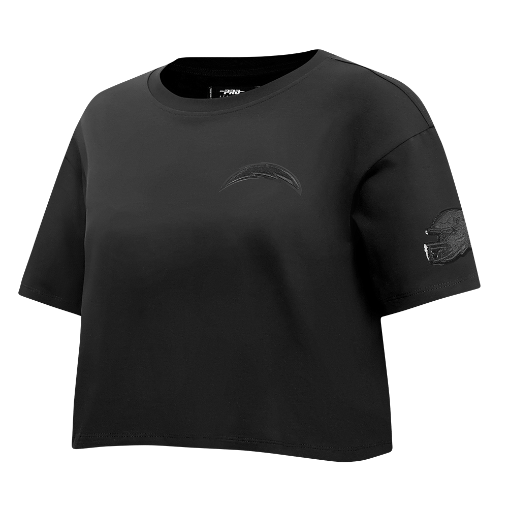 NFL LOS ANGELES CHARGERS TRIPLE BLACK T-SHIRT EN JERSEY SIMPLE À COUPE CARRÉE POUR FEMME (TRIPLE NOIR FEMME)