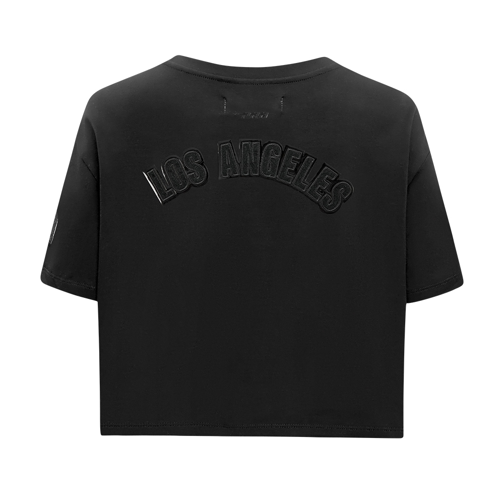 NFL LOS ANGELES CHARGERS TRIPLE BLACK T-SHIRT EN JERSEY SIMPLE À COUPE CARRÉE POUR FEMME (TRIPLE NOIR FEMME)