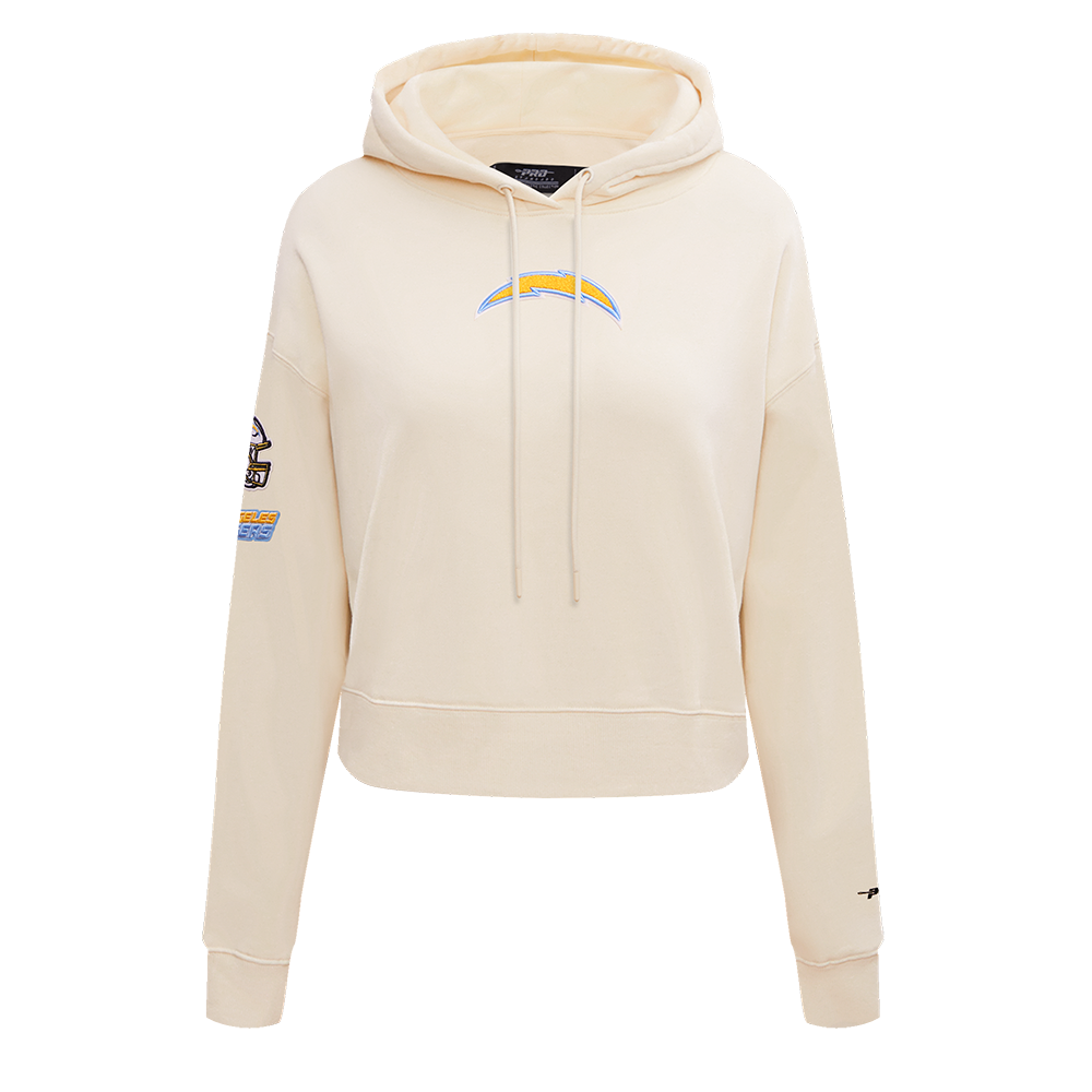 NFL LOS ANGELES CHARGERS CLASSIC WOMEN'S CROPPED PULLOVER HOODIE (EGGSHELL)