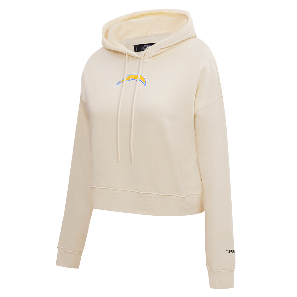NFL LOS ANGELES CHARGERS CLASSIC WOMEN'S CROPPED PULLOVER HOODIE (EGGSHELL)