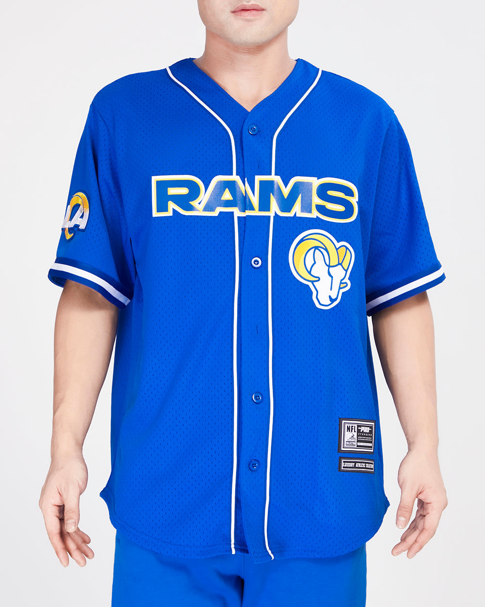 NFL LOS ANGELES RAMS CLASSIC MAILLOT À BOUTONS EN FILET POUR HOMME (BLEU ROYAL)