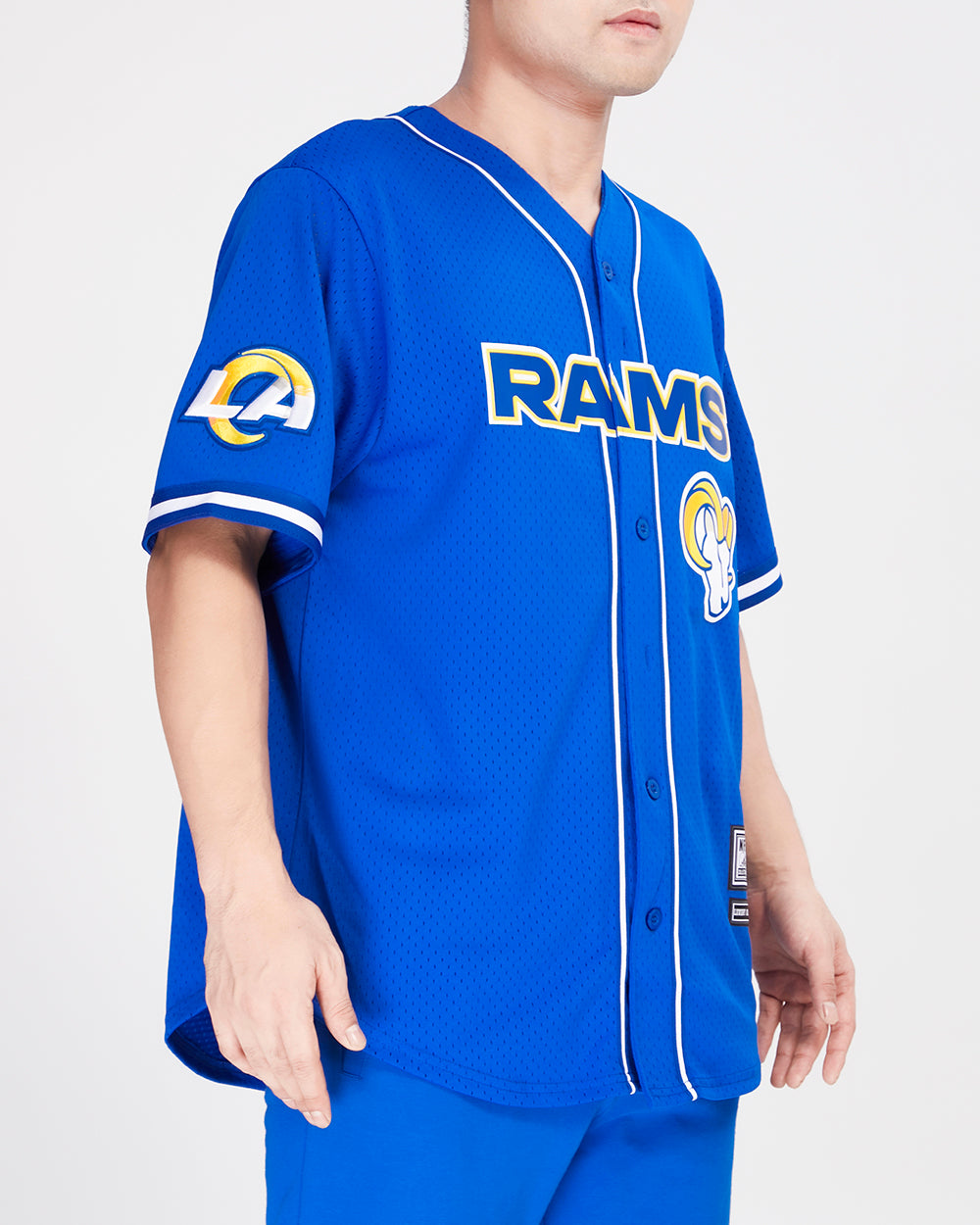 NFL LOS ANGELES RAMS CLASSIC MEN'S MESH BUTTON DOWN JERSEY (ROYAL BLUE)