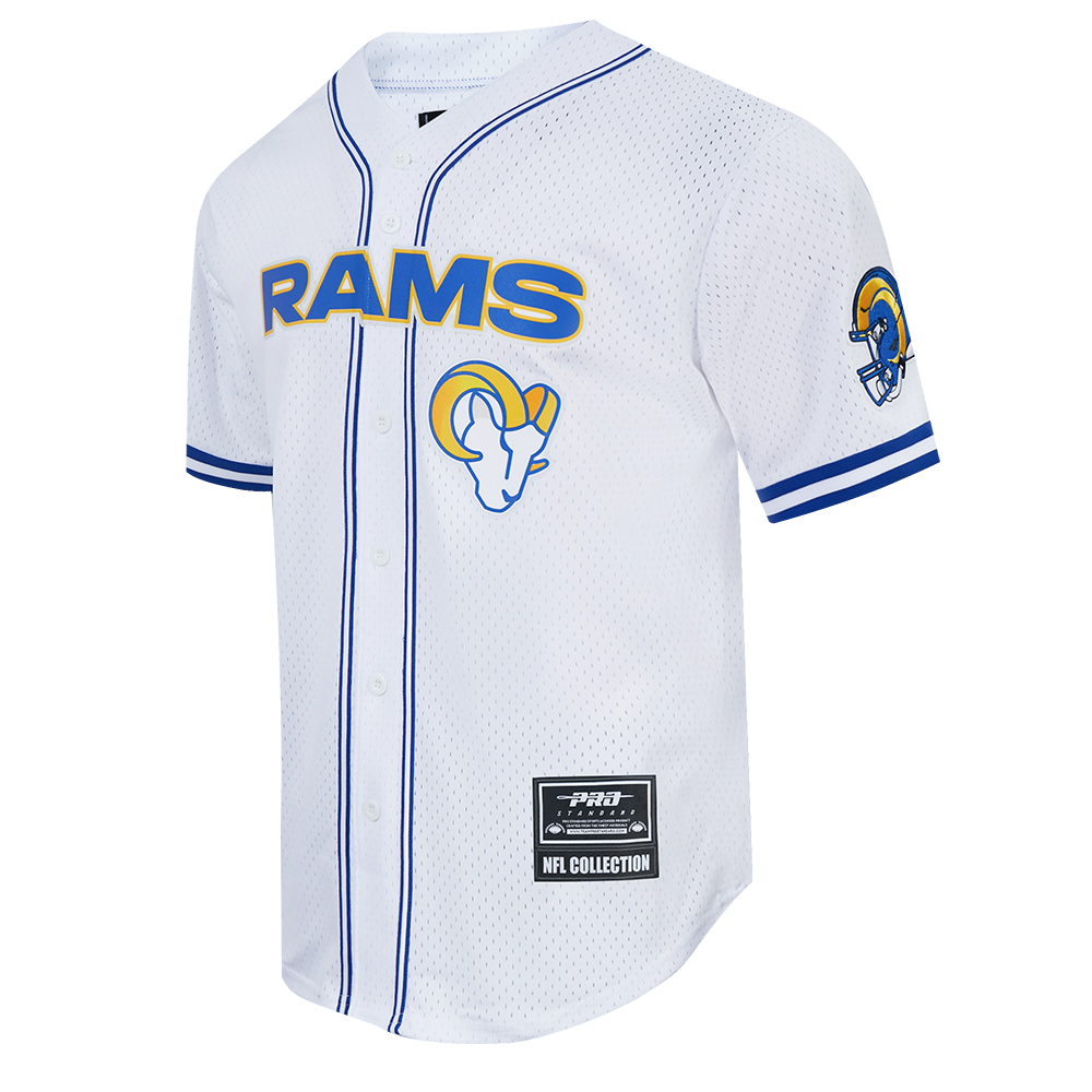 NFL LOS ANGELES RAMS CLASSIC MESH BUTTON DOWN SHIRT (WHITE/ROYAL BLUE)
