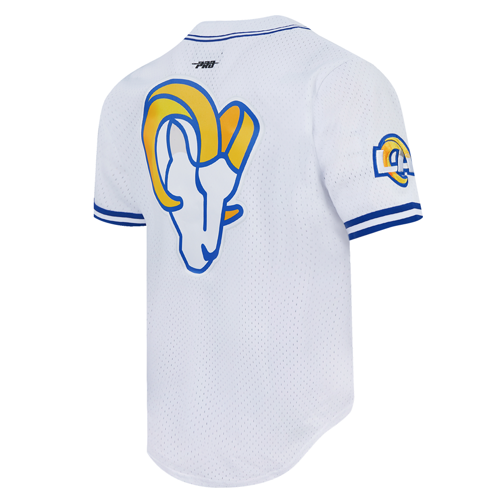 NFL LOS ANGELES RAMS CLASSIC MESH BUTTON DOWN SHIRT (WHITE/ROYAL BLUE)