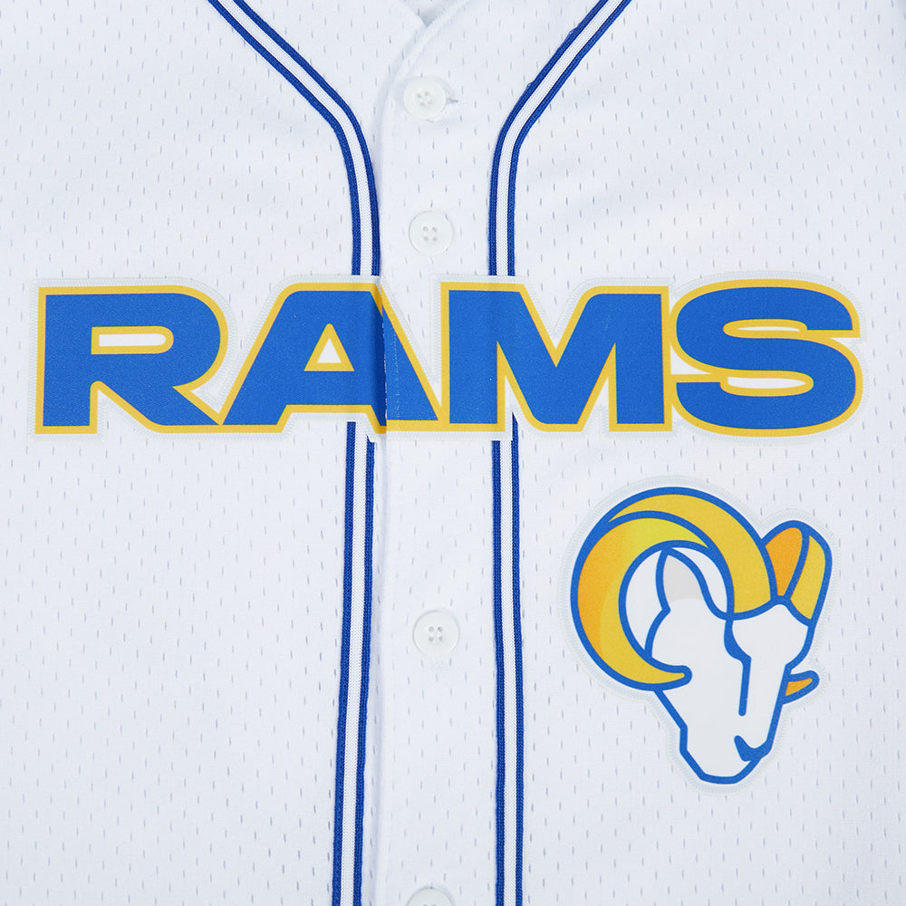 NFL LOS ANGELES RAMS CLASSIC MESH BUTTON DOWN SHIRT (WHITE/ROYAL BLUE)