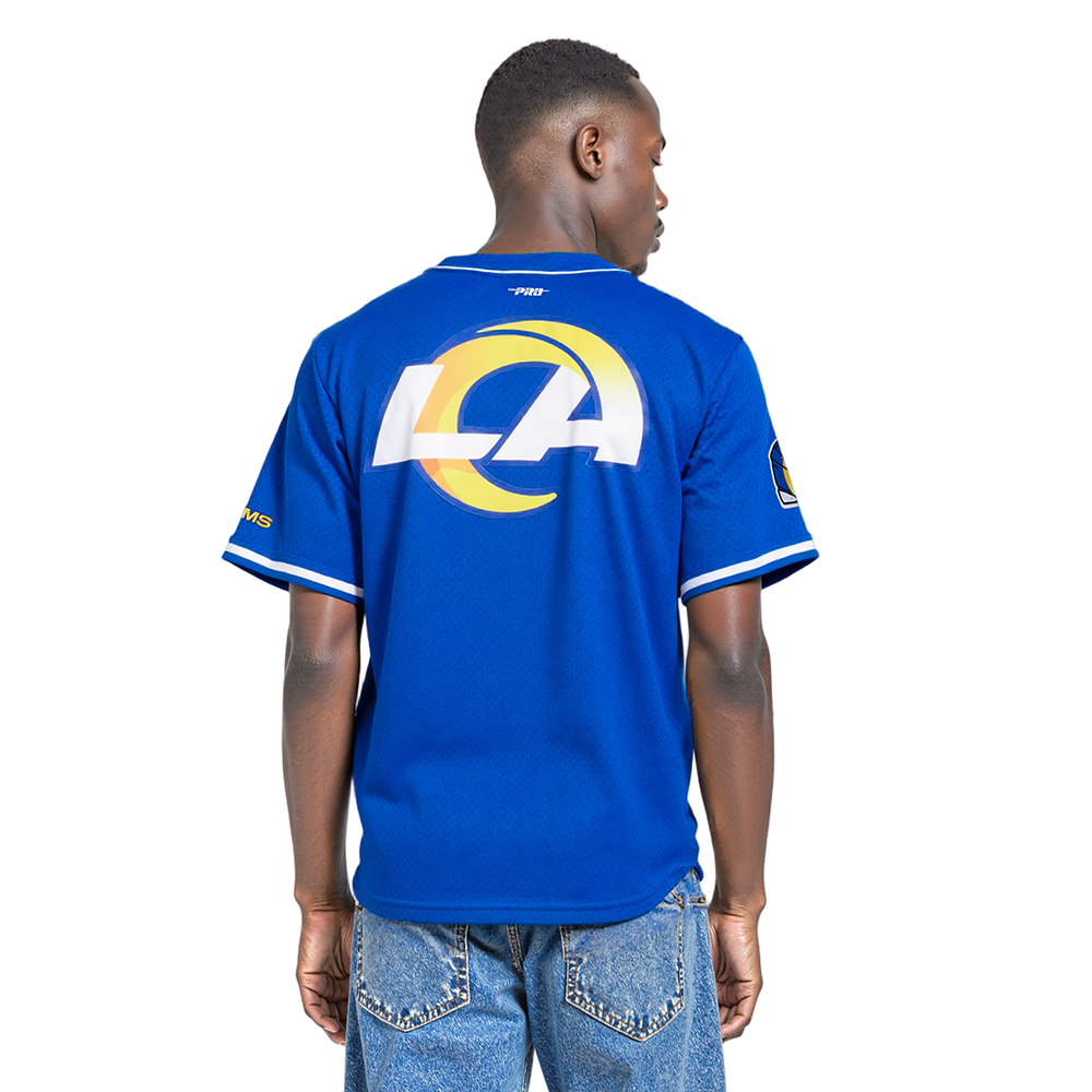 NFL LOS ANGELES RAMS SCRIPT TAIL CHEMISE BOUTONNÉE EN FILET POUR HOMME (BLEU ROYAL)