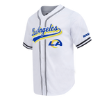 NFL LOS ANGELES RAMS SCRIPT TAIL MEN'S MESH BUTTON DOWN SHIRT (WHITE/BLACK/WHITE)