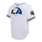 NFL LOS ANGELES RAMS SCRIPT TAIL MEN'S MESH BUTTON DOWN SHIRT (WHITE/BLACK/WHITE)