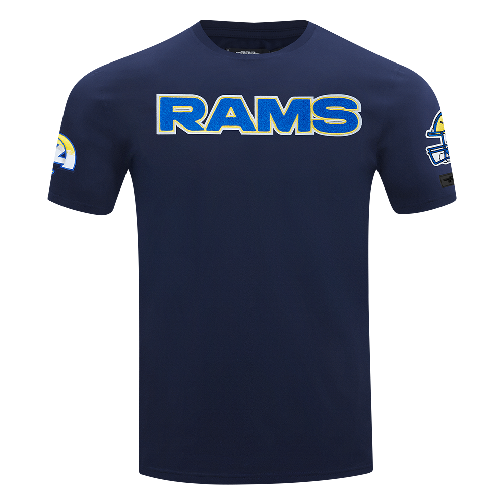 NFL LOS ANGELES RAMS CLASSIC T-SHIRT EN JERSEY SIMPLE ET CHENILLE POUR HOMME (MARINE MINUIT)