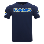 NFL LOS ANGELES RAMS CLASSIC T-SHIRT EN JERSEY SIMPLE ET CHENILLE POUR HOMME (MARINE MINUIT)
