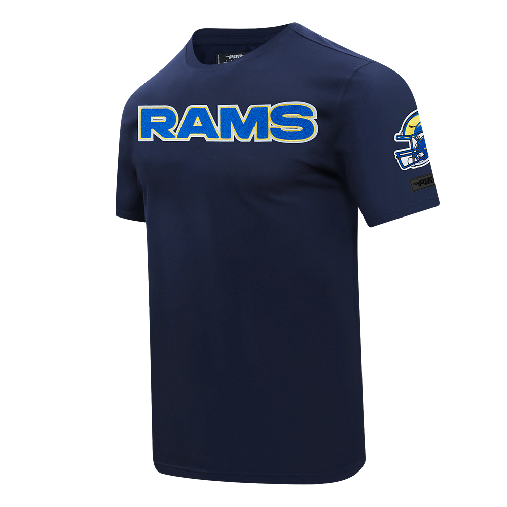 NFL LOS ANGELES RAMS CLASSIC T-SHIRT EN JERSEY SIMPLE ET CHENILLE POUR HOMME (MARINE MINUIT)