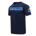NFL LOS ANGELES RAMS CLASSIC T-SHIRT EN JERSEY SIMPLE ET CHENILLE POUR HOMME (MARINE MINUIT)