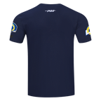 NFL LOS ANGELES RAMS CLASSIC T-SHIRT EN JERSEY SIMPLE ET CHENILLE POUR HOMME (MARINE MINUIT)