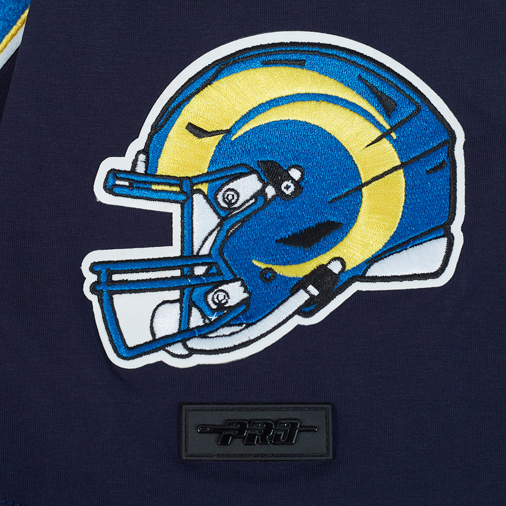 NFL LOS ANGELES RAMS CLASSIC T-SHIRT EN JERSEY SIMPLE ET CHENILLE POUR HOMME (MARINE MINUIT)