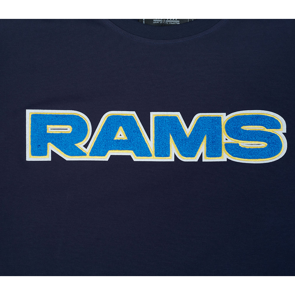 NFL LOS ANGELES RAMS CLASSIC T-SHIRT EN JERSEY SIMPLE ET CHENILLE POUR HOMME (MARINE MINUIT)