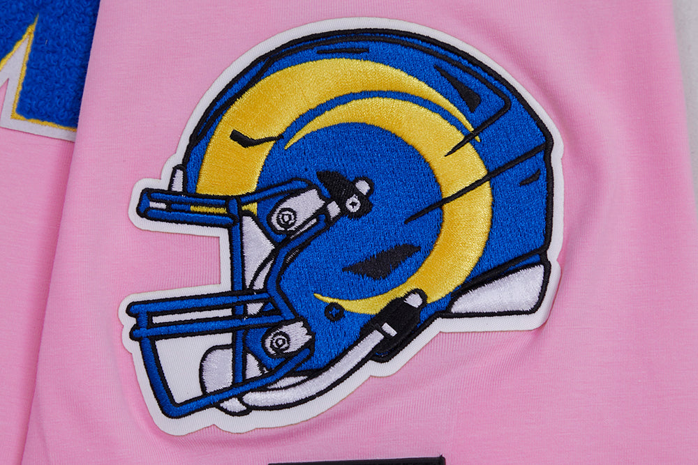 NFL LOS ANGELES RAMS CLASSIC CHENILLE SINGLE JERSEY TEE (PINK)