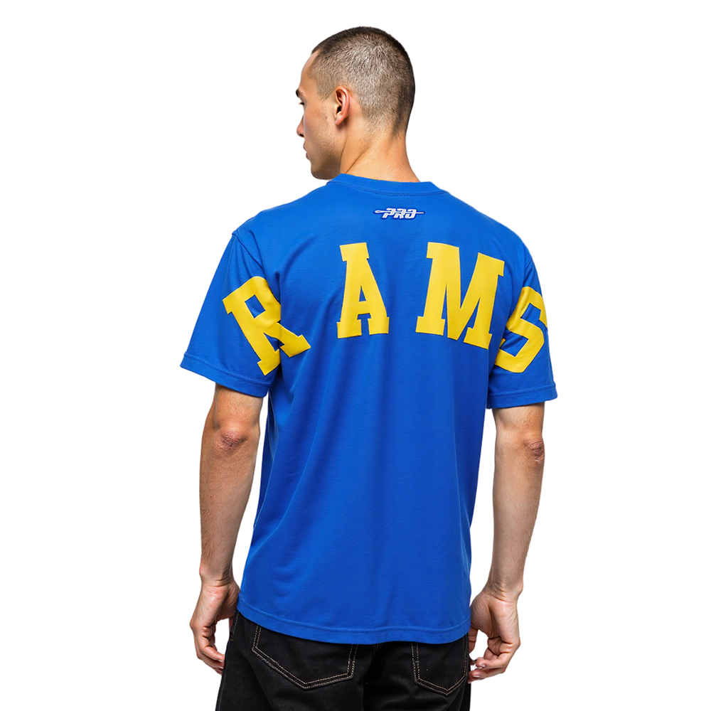 NFL LOS ANGELES RAMS WINGSPAN T-SHIRT EN JERSEY DE COTON À ÉPAULES TOMBANTES POUR HOMME (BLEU ROYAL)