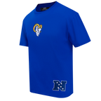 NFL LOS ANGELES RAMS WINGSPAN T-SHIRT EN JERSEY DE COTON À ÉPAULES TOMBANTES POUR HOMME (BLEU ROYAL)