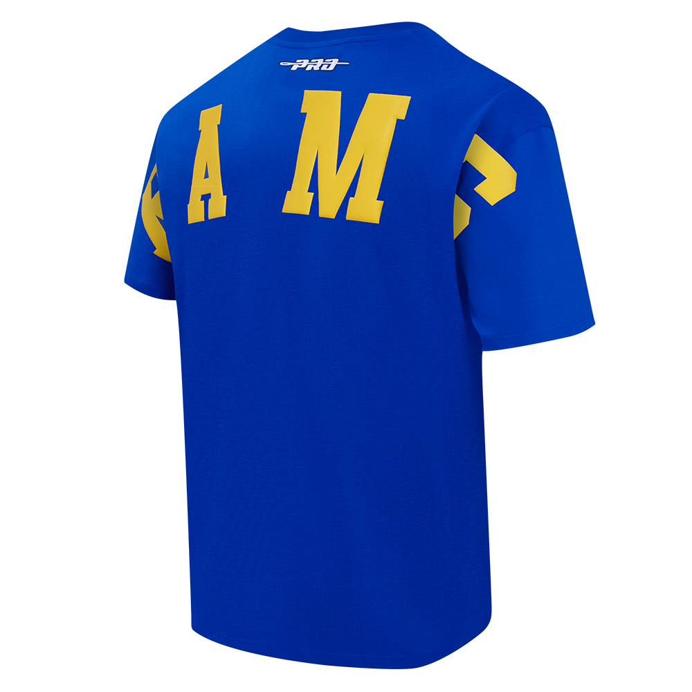 NFL LOS ANGELES RAMS WINGSPAN T-SHIRT EN JERSEY DE COTON À ÉPAULES TOMBANTES POUR HOMME (BLEU ROYAL)