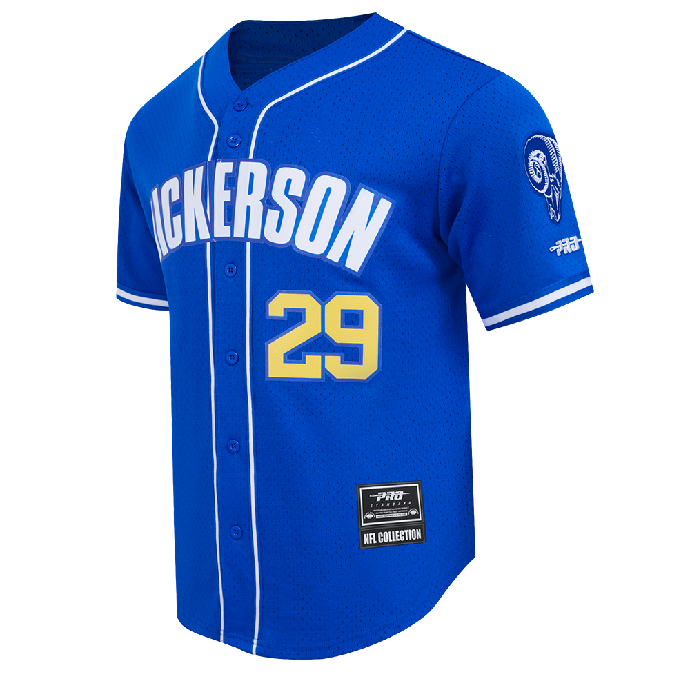 NFL LOS ANGELES RAMS ERIC DICKERSON #29 MEN'S MESH BUTTON DOWN SHIRT (ROYAL BLUE)