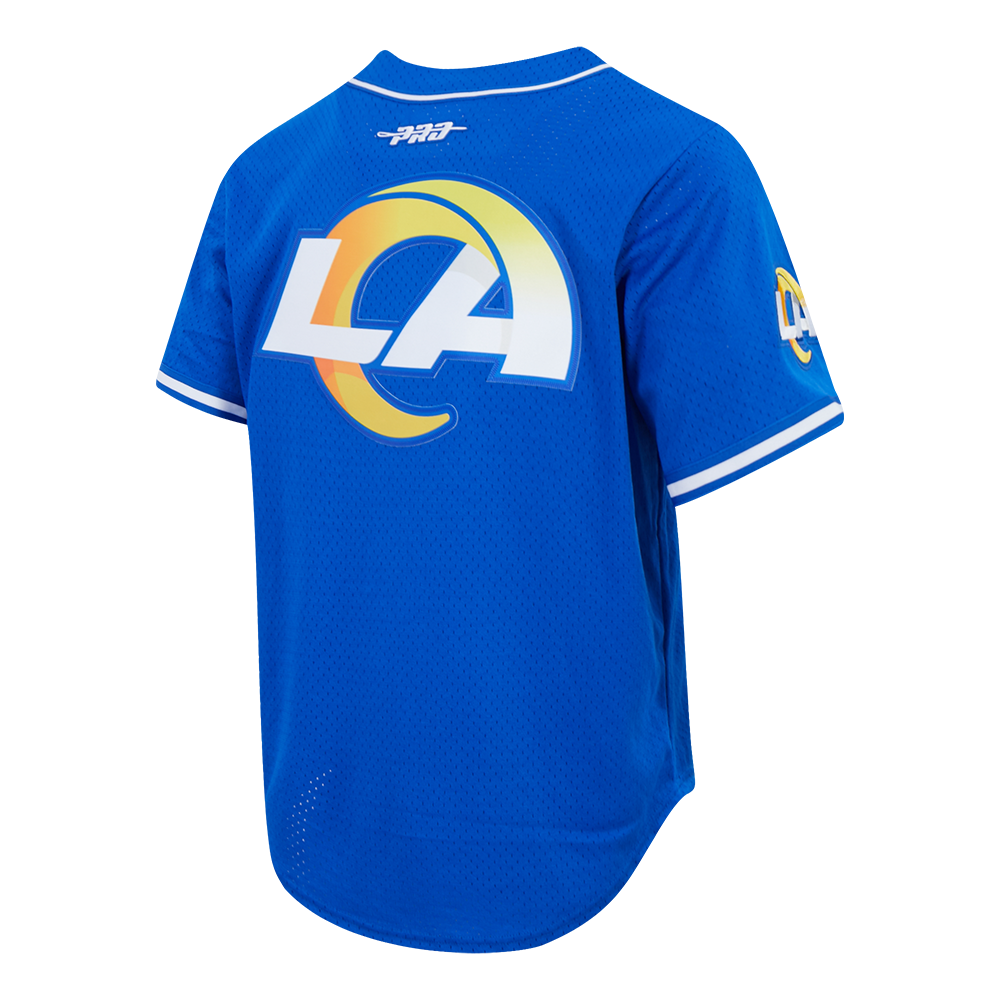 NFL LOS ANGELES RAMS PUKA NACUA #12 CLASSIC MESH PNN CHEMISE BOUTONNÉE EN FILET POUR HOMME (BLEU ROYAL)
