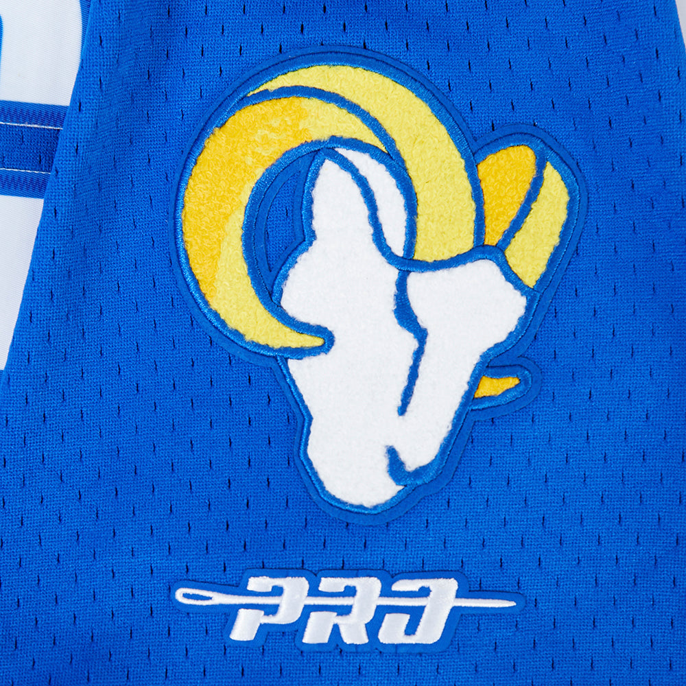 NFL LOS ANGELES RAMS PUKA NACUA #12 CLASSIC MESH PNN CHEMISE BOUTONNÉE EN FILET POUR HOMME (BLEU ROYAL)