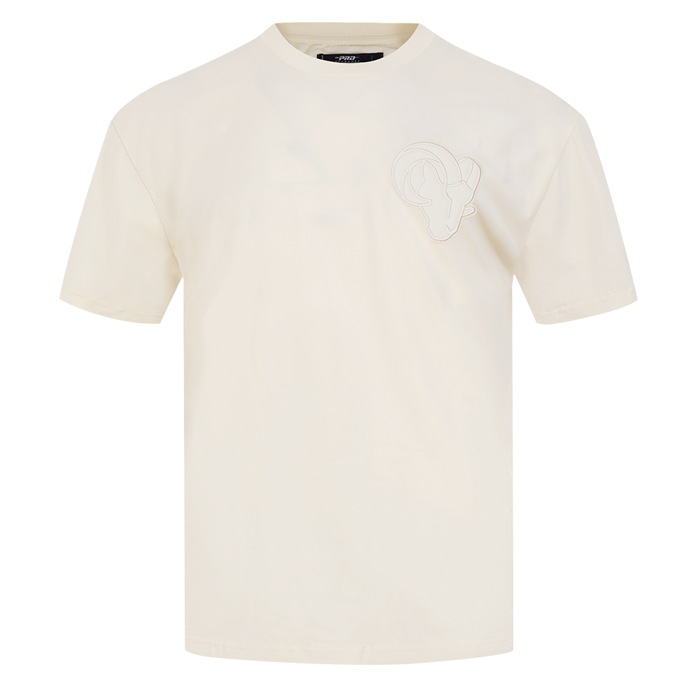NFL LOS ANGELES RAMS NEUTRAL MEN'S COTTON JERSEY DROP SHOULDER TEE (EGGSHELL)