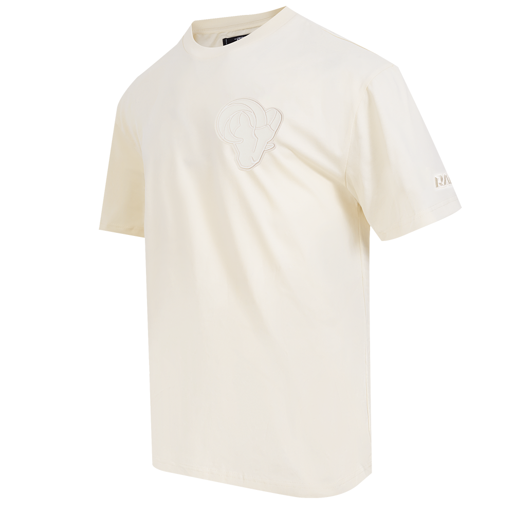 NFL LOS ANGELES RAMS NEUTRAL MEN'S COTTON JERSEY DROP SHOULDER TEE (EGGSHELL)