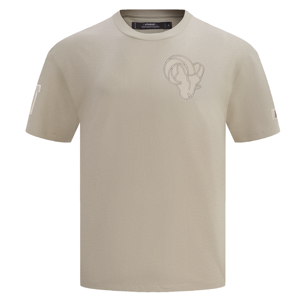 NFL LOS ANGELES RAMS NEUTRAL MEN'S COTTON JERSEY DROP SHOULDER TEE (TAUPE)