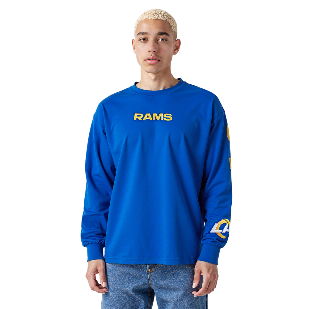 NFL LOS ANGELES RAMS WINGSPAN MEN'S DROP SHOULDER LS TEE (ROYAL BLUE)