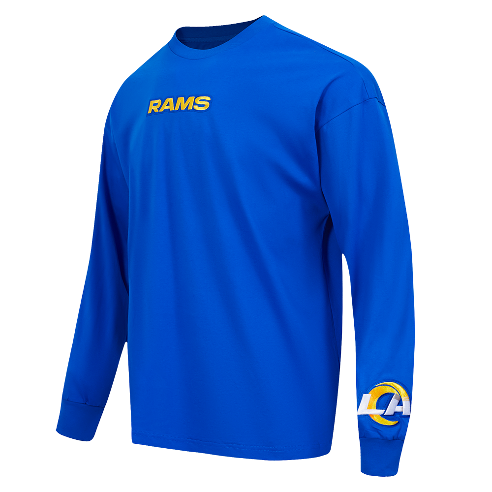 NFL LOS ANGELES RAMS WINGSPAN MEN'S DROP SHOULDER LS TEE (ROYAL BLUE)