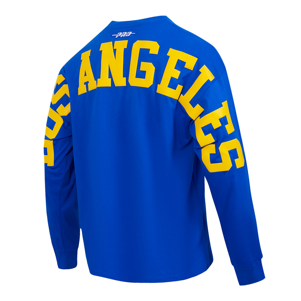 NFL LOS ANGELES RAMS WINGSPAN MEN'S DROP SHOULDER LS TEE (ROYAL BLUE)
