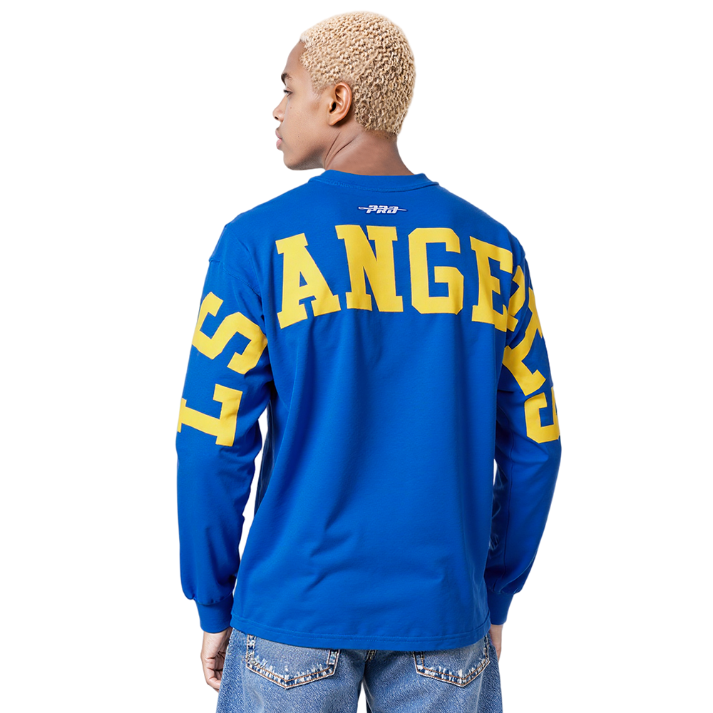 NFL LOS ANGELES RAMS WINGSPAN T-SHIRT À MANCHES LONGUES ET À ÉPAULES TOMBANTES POUR HOMME (BLEU ROYAL)