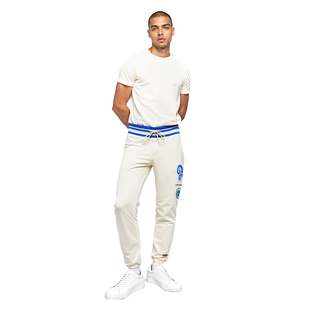 NFL LOS ANGELES RAMS RETRO CLASSIC MEN'S SWEATPANT (EGGSHELL/ ROYAL BLUE)