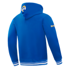 NFL LOS ANGELES RAMS SCRIPT TAIL MEN'S RIB FLC PO HOODIE (ROYAL BLUE)
