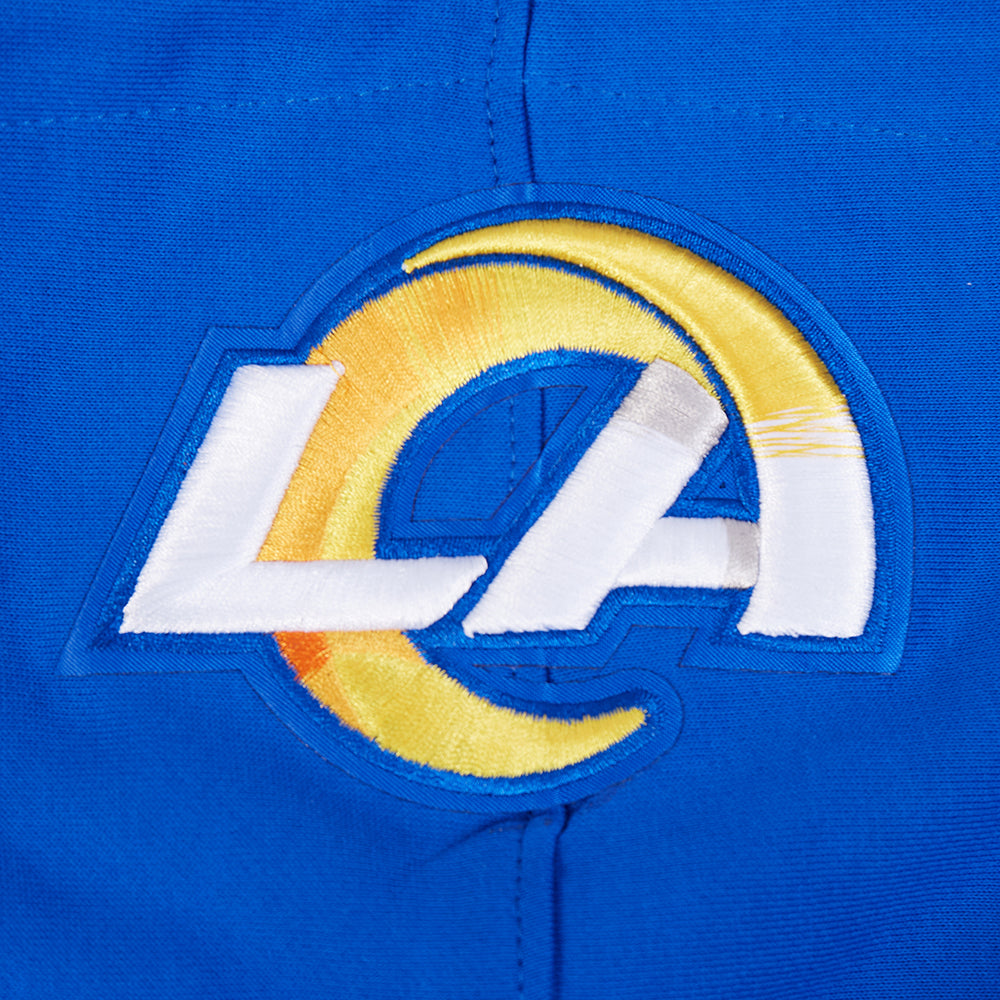 NFL LOS ANGELES RAMS SCRIPT TAIL MEN'S RIB FLC PO HOODIE (ROYAL BLUE)