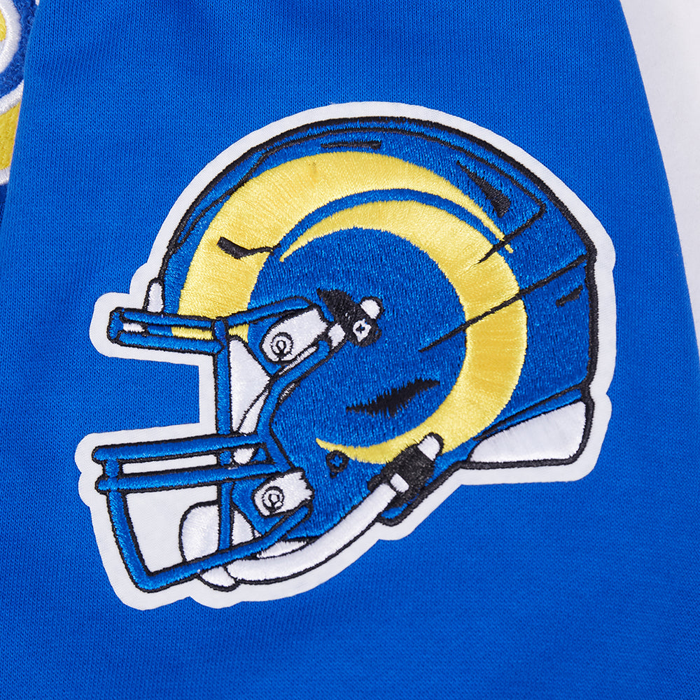 NFL LOS ANGELES RAMS SCRIPT TAIL MEN'S RIB FLC PO HOODIE (ROYAL BLUE)