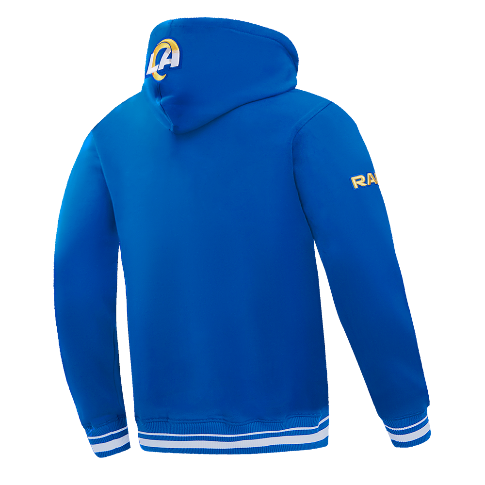 NFL LOS ANGELES RAMS SCRIPT TAIL MEN'S RIB FLC PO HOODIE (ROYAL BLUE)