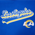 NFL LOS ANGELES RAMS SCRIPT TAIL MEN'S RIB FLC PO HOODIE (ROYAL BLUE)