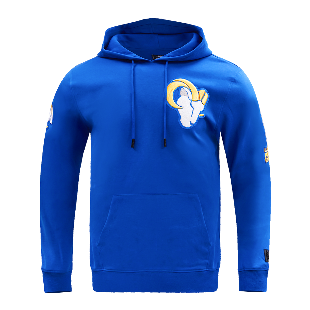 NFL LOS ANGELES RAMS CLASSIC CHENILLE CHANDAIL À CAPUCHON EN MAILLE DOUBLE POUR HOMME (BLEU ROYAL)
