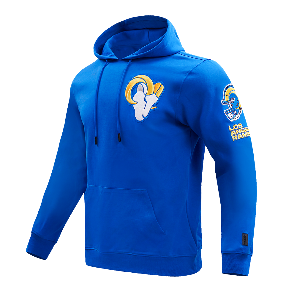 NFL LOS ANGELES RAMS CLASSIC CHENILLE MEN'S DOUBLE KNIT PULLOVER HOODIE (ROYAL BLUE)
