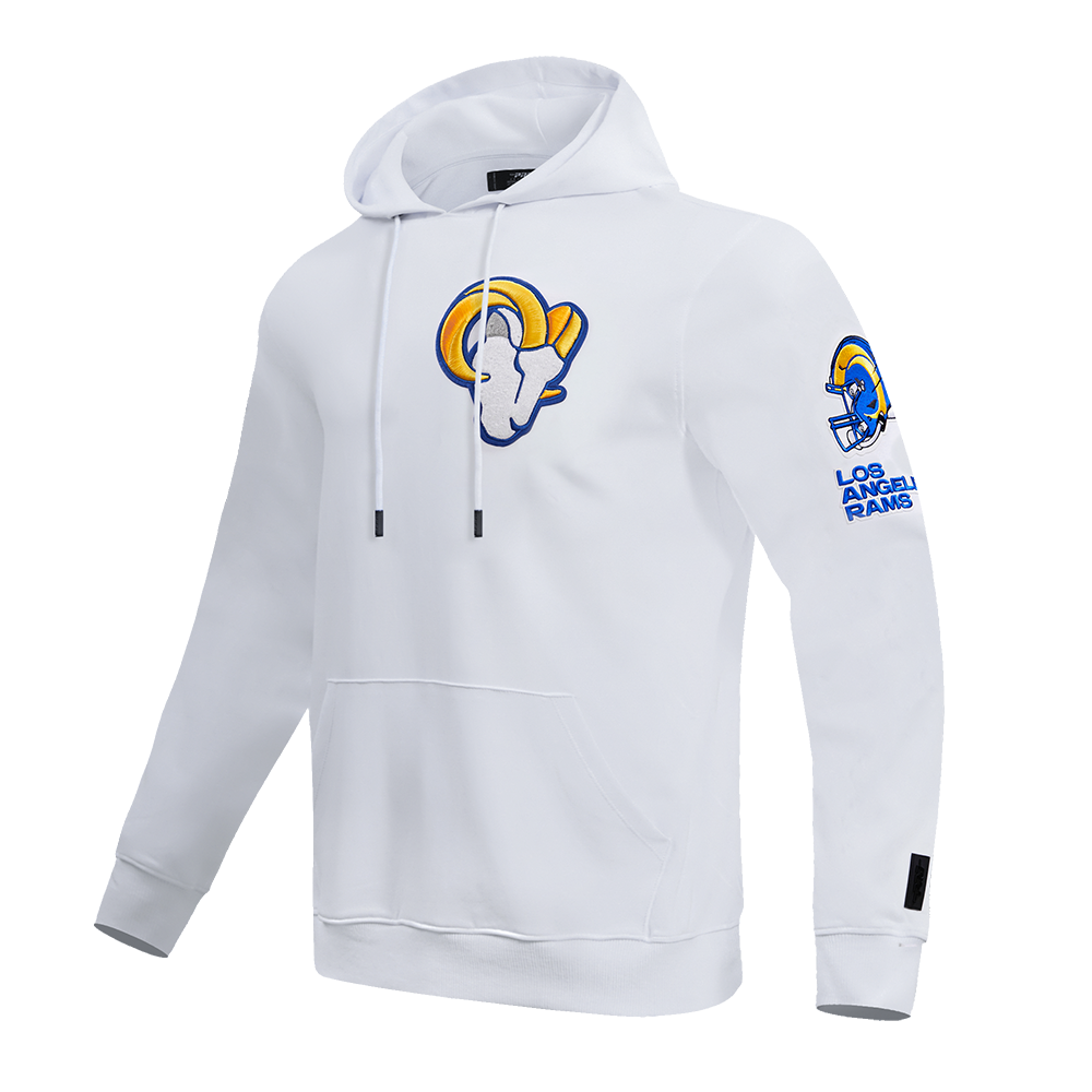 NFL LOS ANGELES RAMS CLASSIC CHENILLE DOUBLE KNIT PULLOVER HOODIE (WHITE)