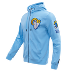 NFL LOS ANGELES RAMS CLASSIC CHENILLE DOUBLE KNIT FULL ZIP HOODIE (UNIVERSITY BLUE)
