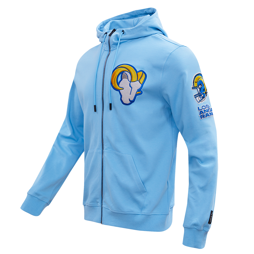NFL LOS ANGELES RAMS CLASSIC CHENILLE DOUBLE KNIT FULL ZIP HOODIE (UNIVERSITY BLUE)