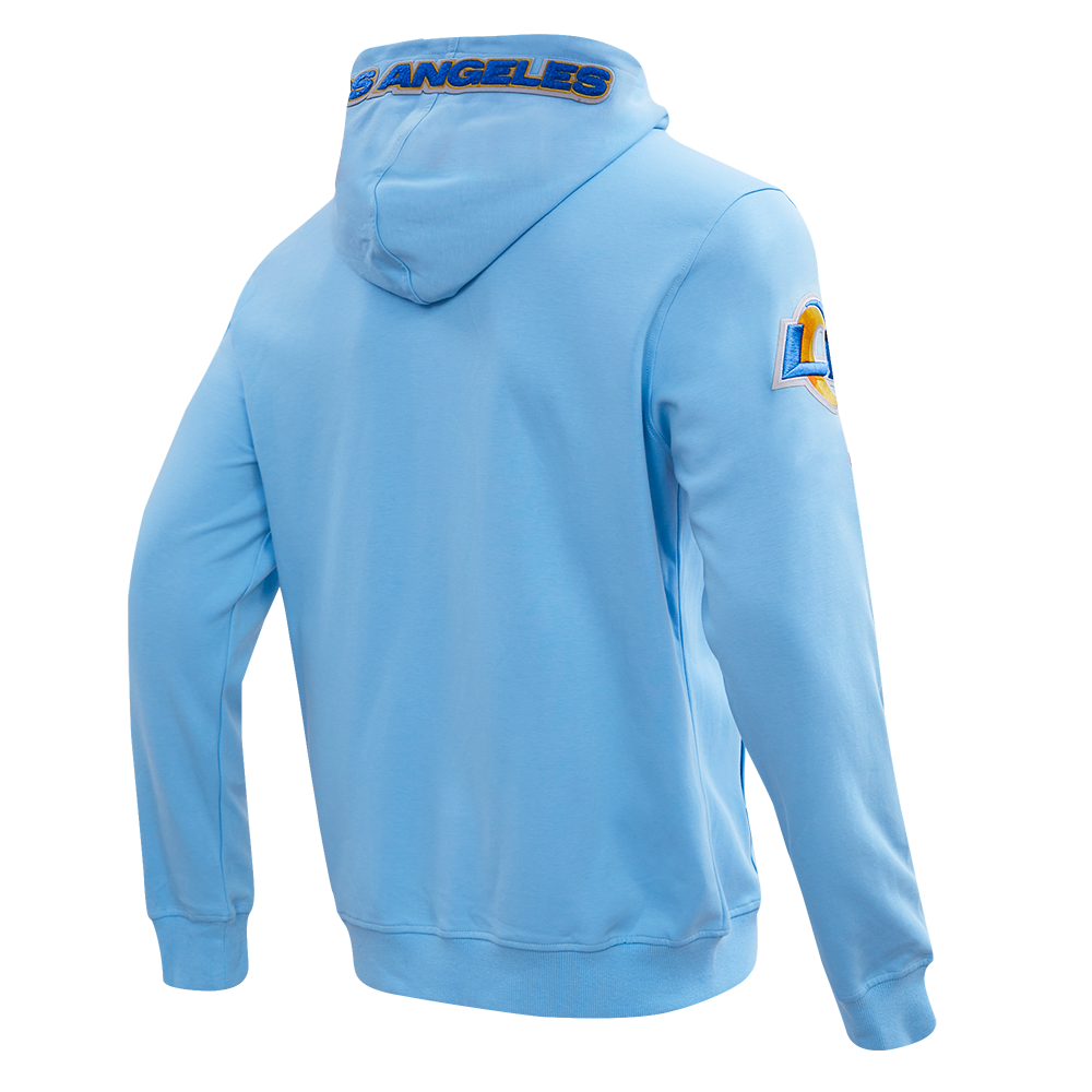 NFL LOS ANGELES RAMS CLASSIC CHENILLE DOUBLE KNIT FULL ZIP HOODIE (UNIVERSITY BLUE)