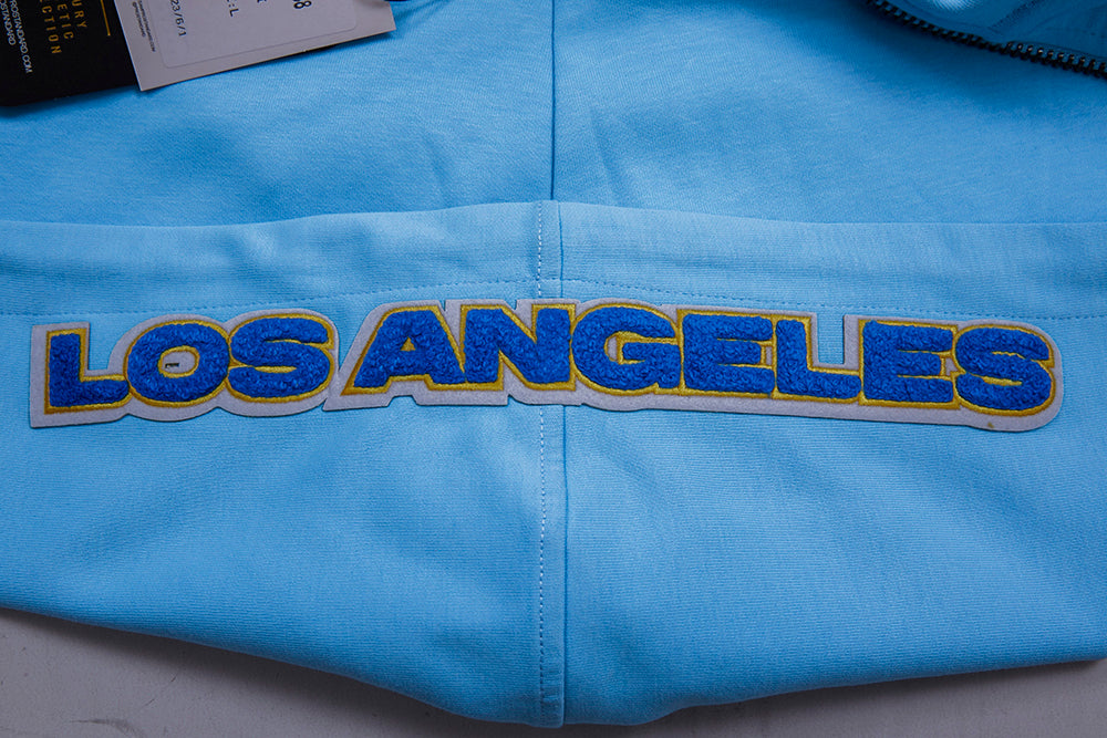 NFL LOS ANGELES RAMS CLASSIC CHENILLE DOUBLE KNIT FULL ZIP HOODIE (UNIVERSITY BLUE)