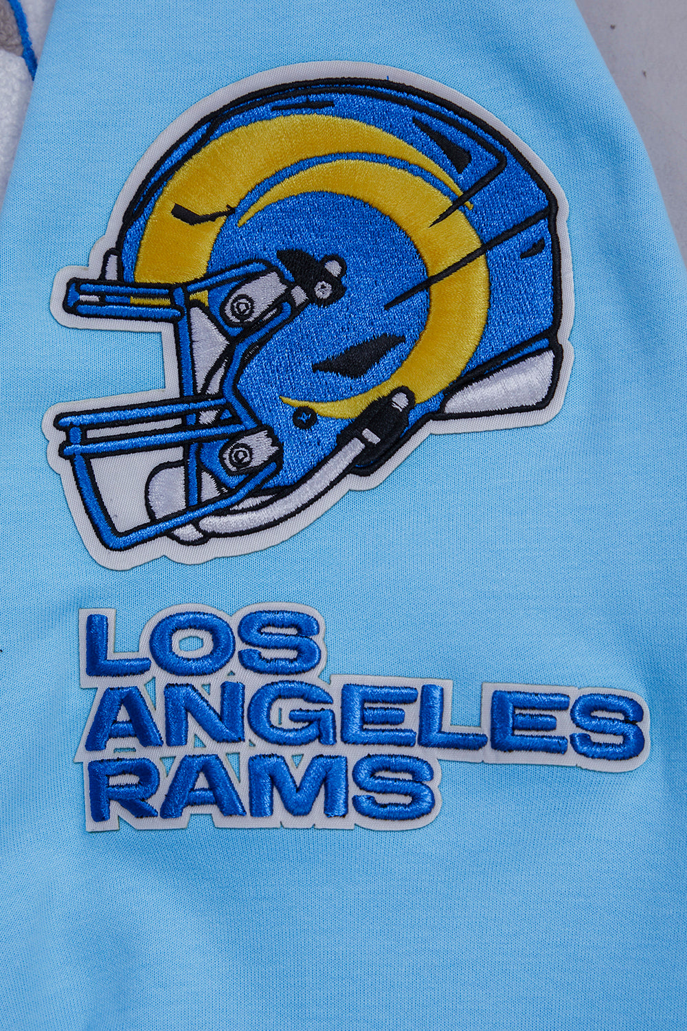 NFL LOS ANGELES RAMS CLASSIC CHENILLE DOUBLE KNIT FULL ZIP HOODIE (UNIVERSITY BLUE)