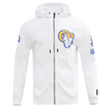 NFL LOS ANGELES RAMS CLASSIC CHENILLE CHANDAIL À CAPUCHON EN MAILLE DOUBLE À GLISSIÈRE (BLANC)