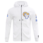 NFL LOS ANGELES RAMS CLASSIC CHENILLE CHANDAIL À CAPUCHON EN MAILLE DOUBLE À GLISSIÈRE (BLANC)